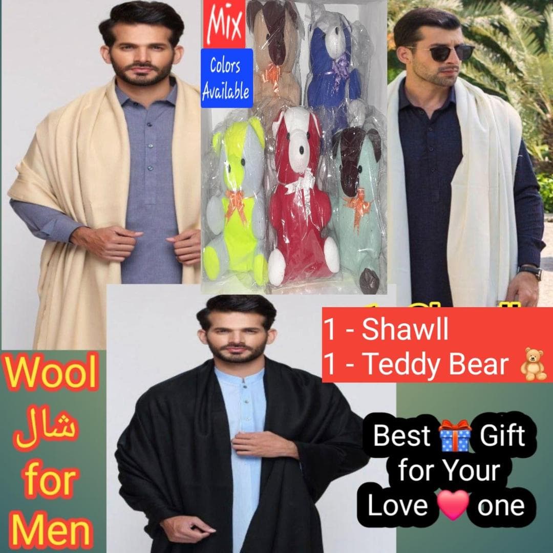 1 Pc Men's Wool Plain Shawl