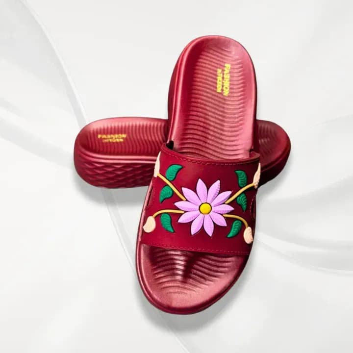 Women's Red EVA Slides Comfortable Office Wear