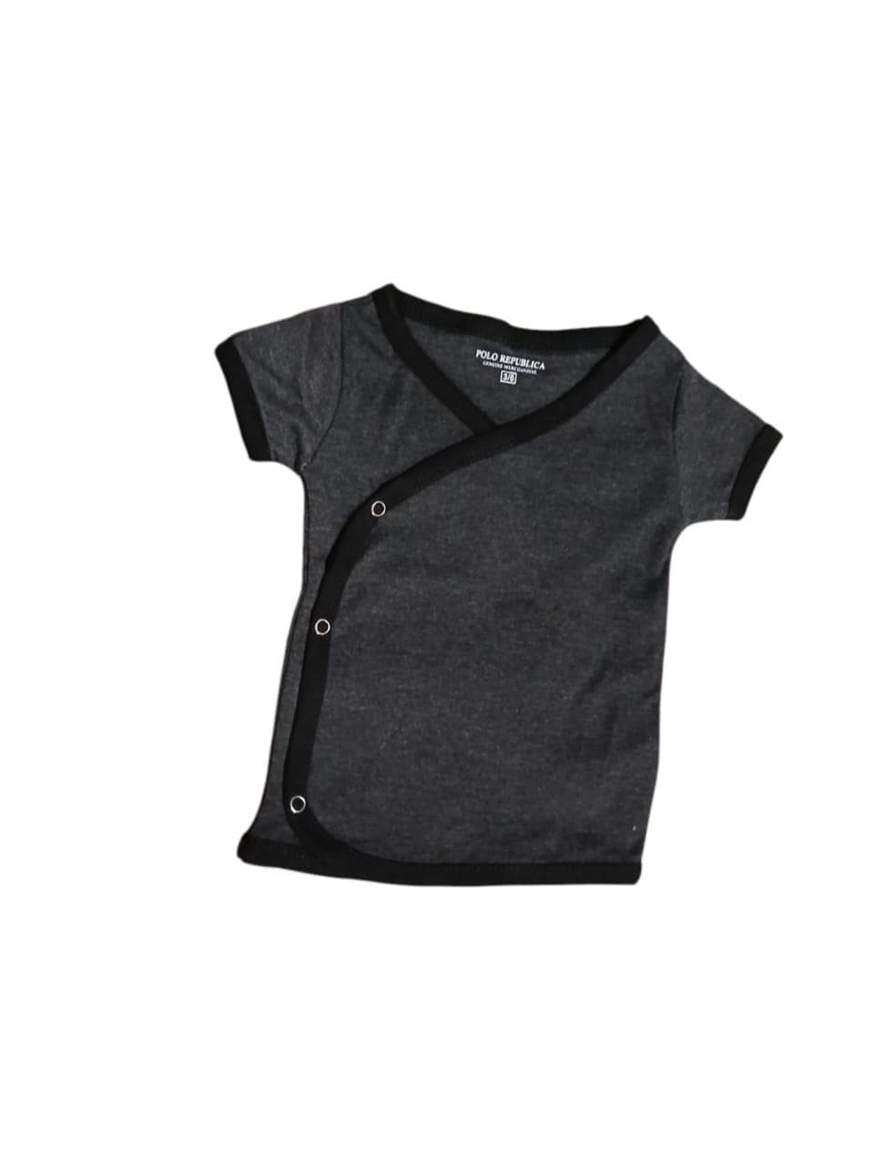 Black Jersey T-Shirt for Baby Boys with Snap Closure