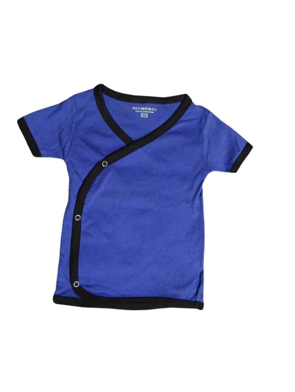 Baby Blue T-Shirt with Black Trim & Snap Buttons