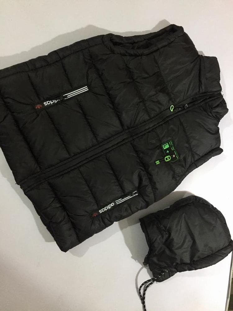 Men's Black Parachute Puffer Jacket with Hood