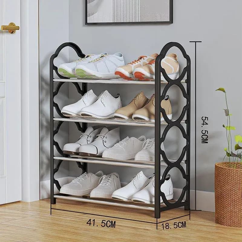 4-Layer Durable Compact BlackShoe Rack - 1Pc for Long-Lasting Use