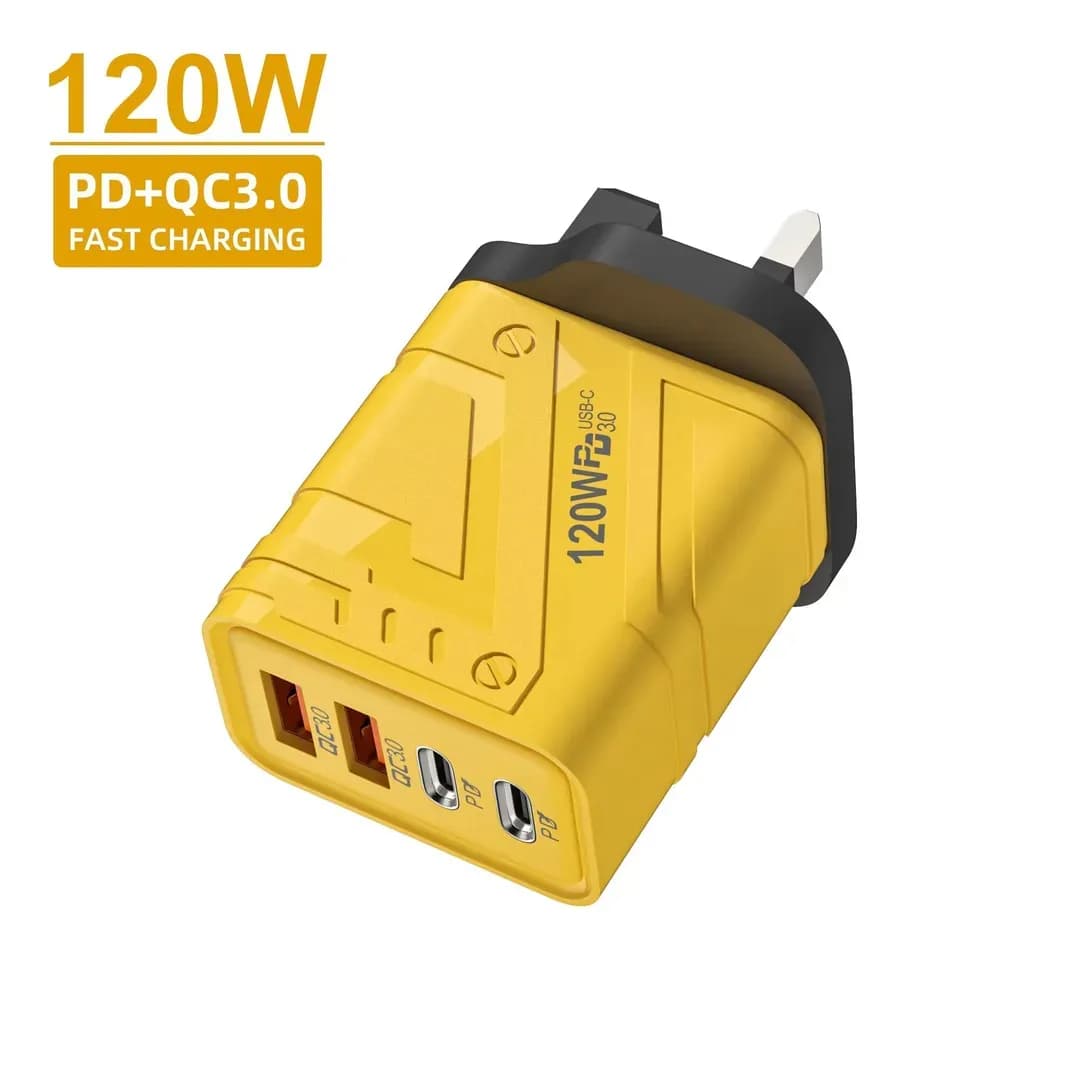 120W Fast Power Adapter Wall Charger 4-Port 4-in-1 Quick USB Charging Plug