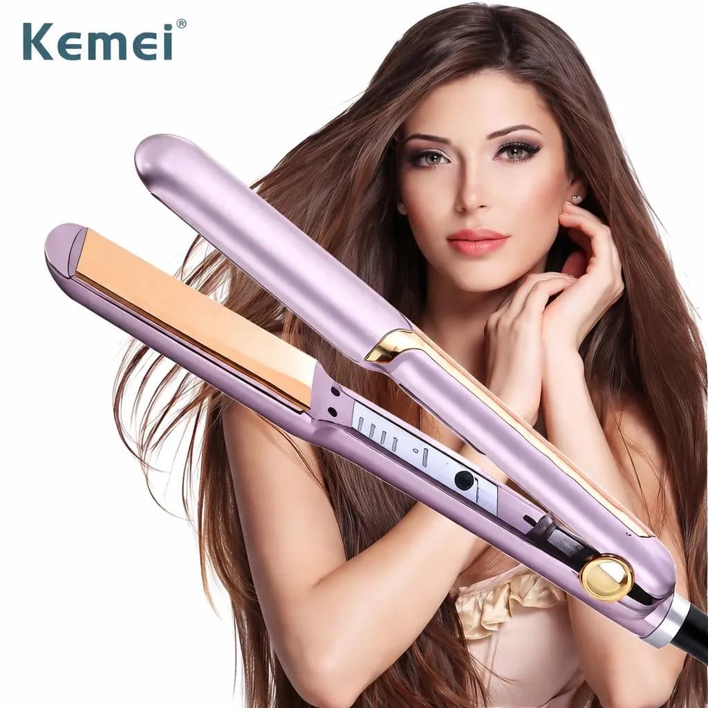 Kemei Ceramic Hair Straightener Purple Salon Quality