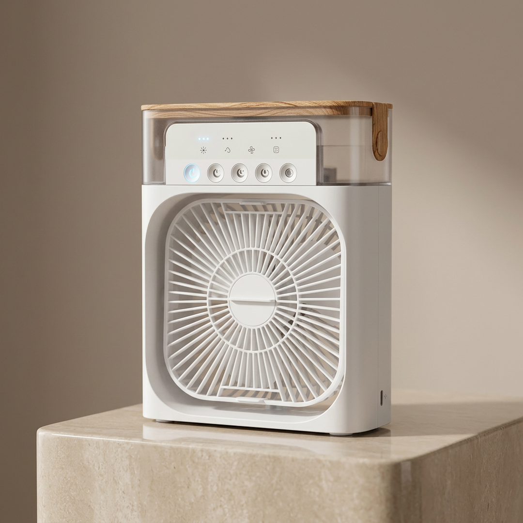 Mini Air Cooler Fan with LED Light & USB Power