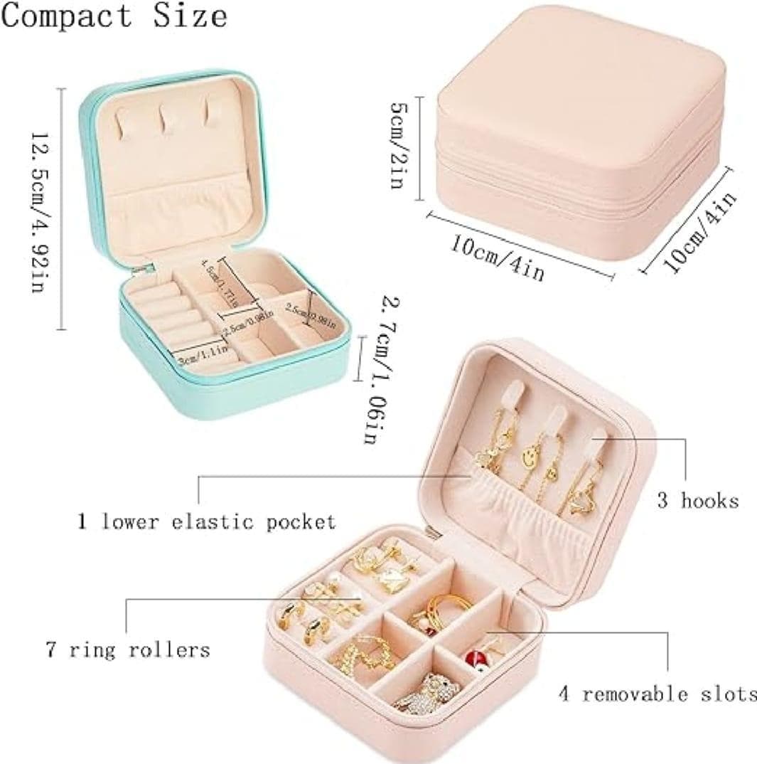 Pink PU Leather Jewelry Box for Women Travel Gift