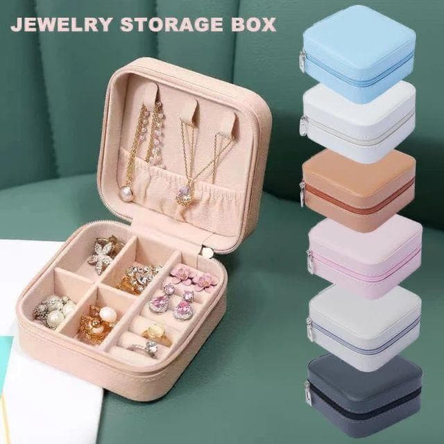 Pink Square Jewelry Box for Women Travel Storage