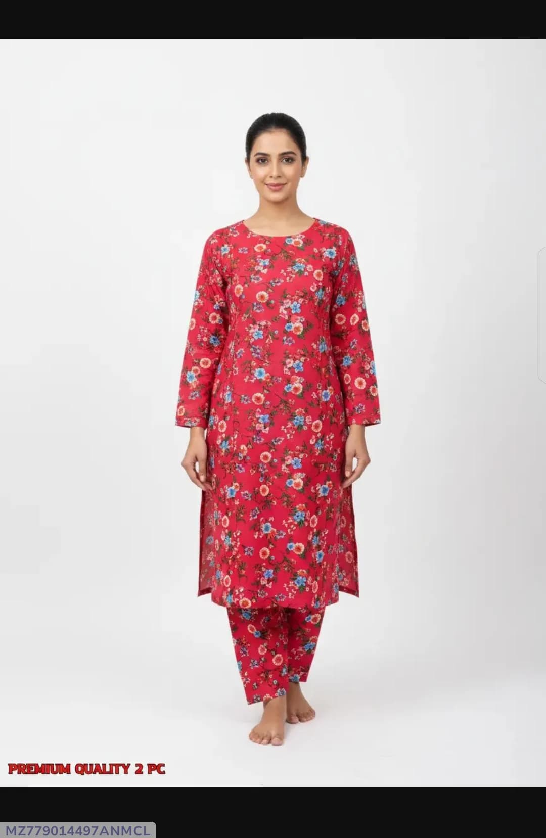 2 Pcs Women's Unstitched 3-D Block Printed Suit