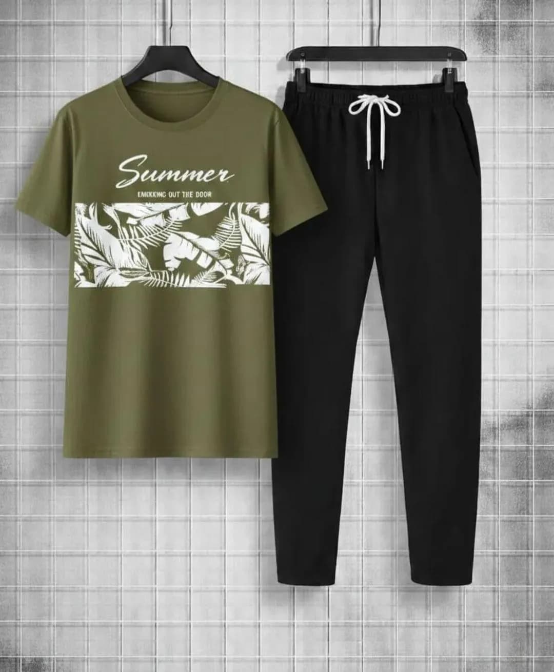 Men Printed Micro Interlock Track Suit Green