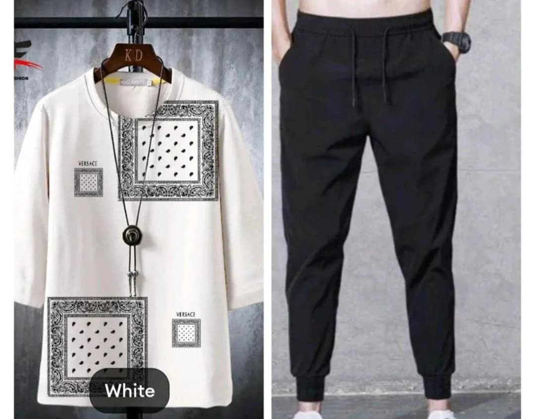 Men Printed Micro Interlock Track Suit White