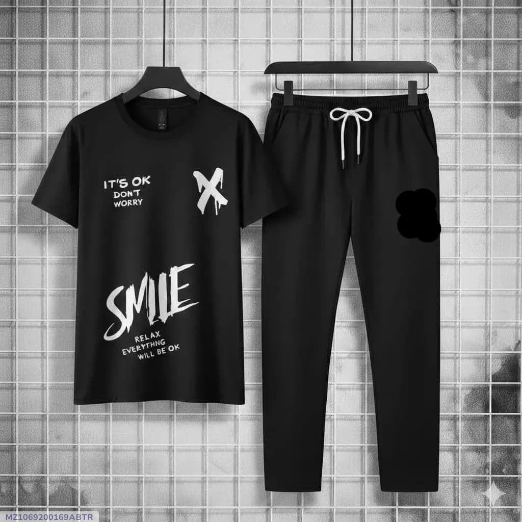 Black Printed Track Suit for Men Women Micro Interlock Fabric