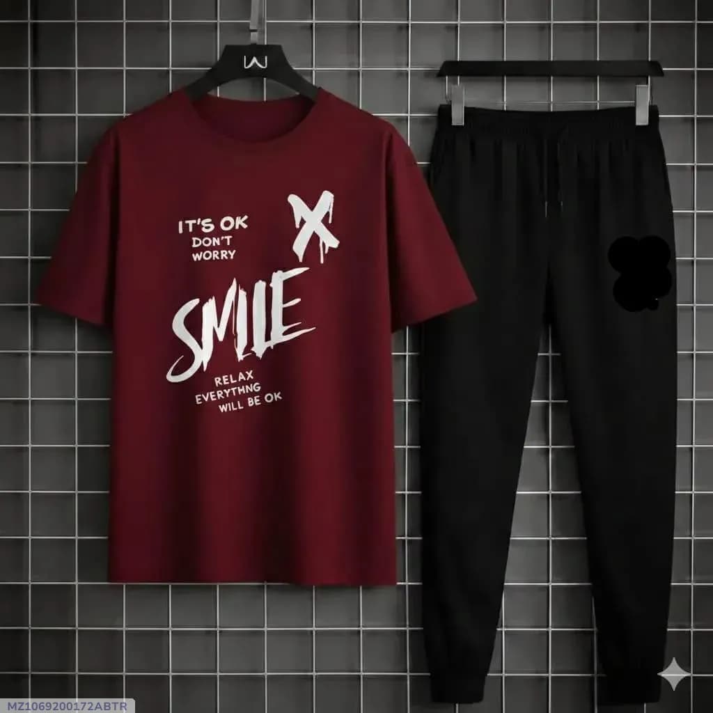 Maroon Printed Track Suit for Men Women Micro Interlock