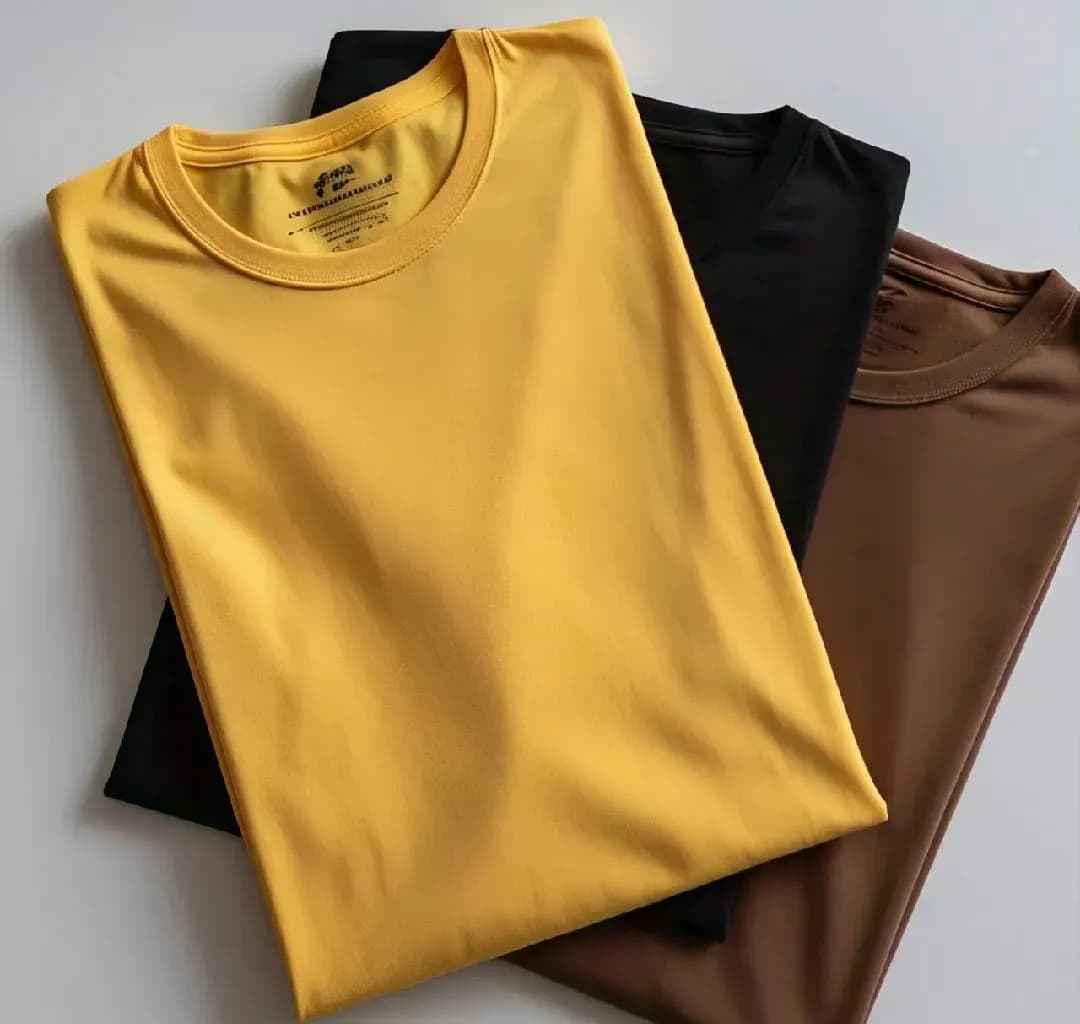 Men's 3-Piece Micro Interlock T-Shirt Set Yellow Black Brown