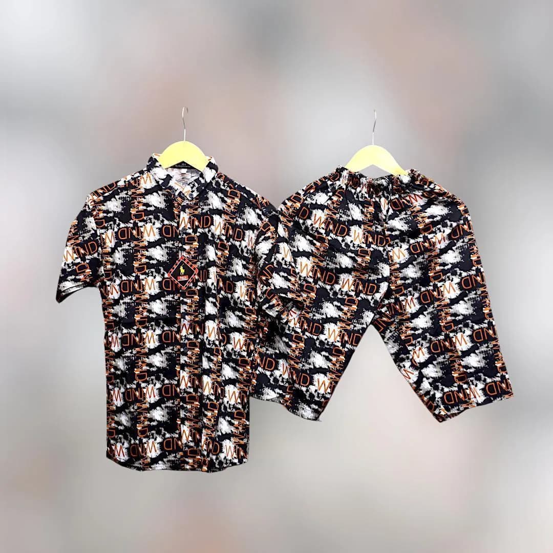 Men's Printed Floral Short Sleeve Shirt & Shorts Set