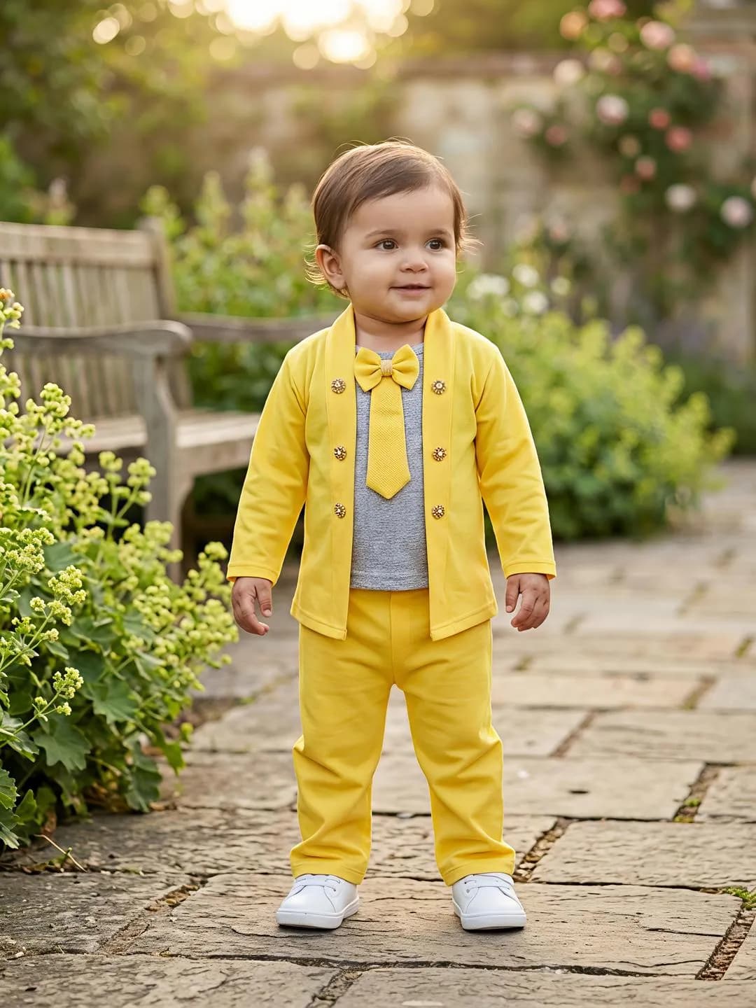 Girls Yellow Printed 2-Piece Set 6-12M