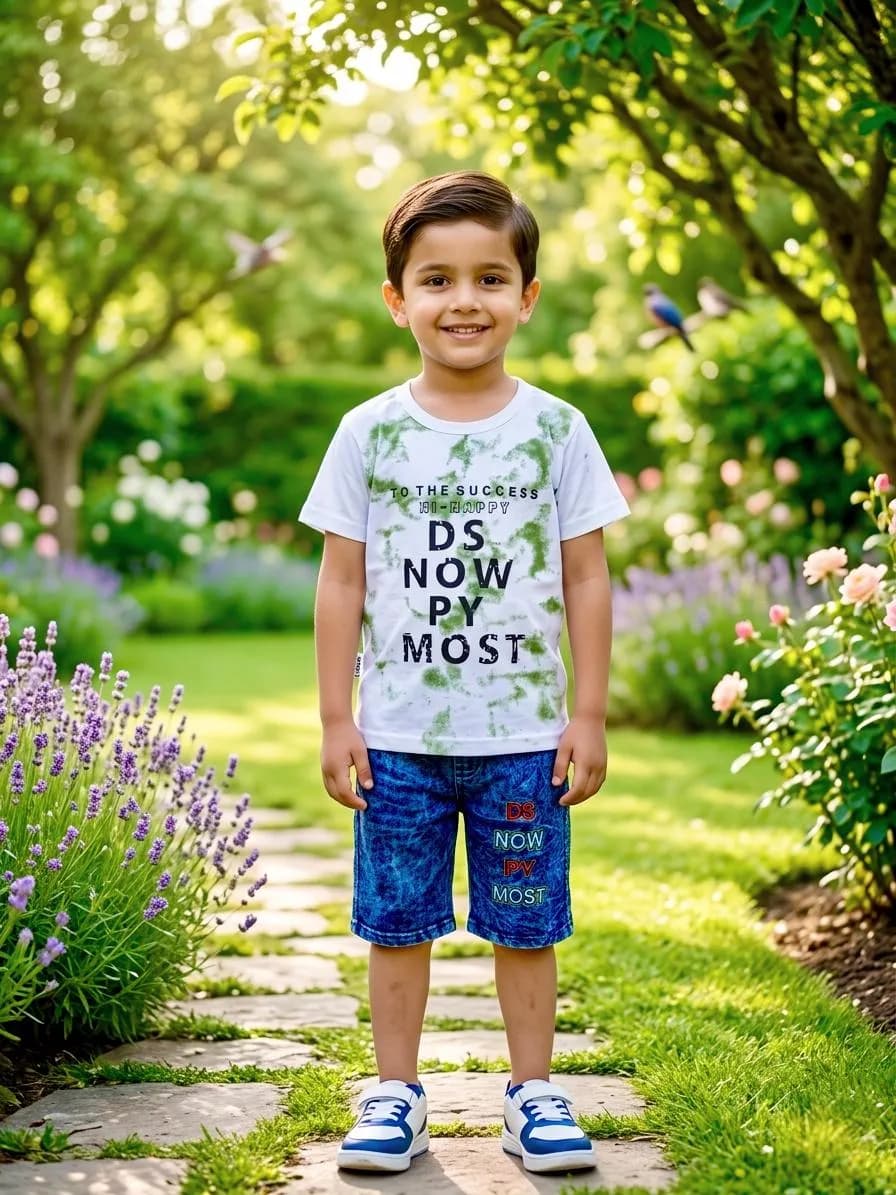 Boy Cotton Printed Shorts & Shirt Set Multicolor