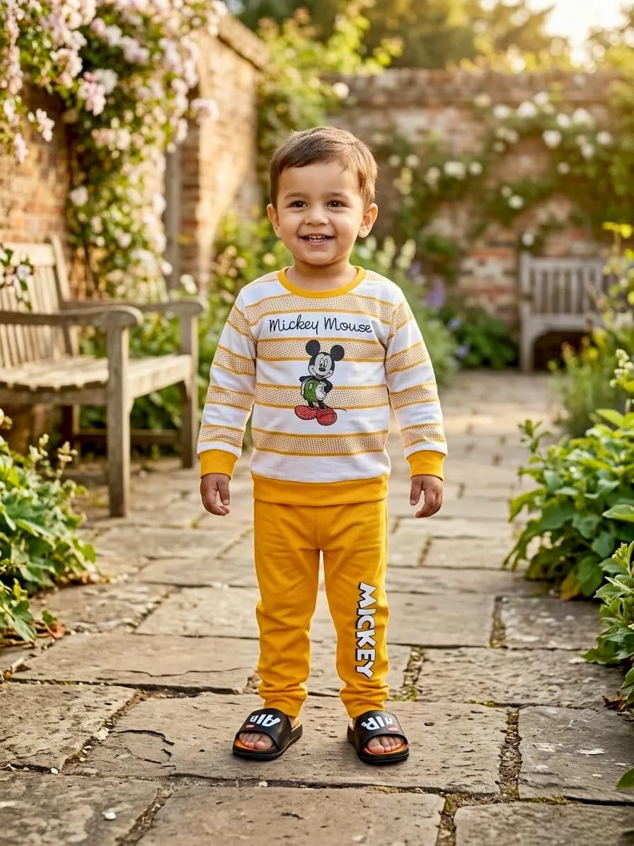 Boy's Mickey Mouse Striped Shirt & Trouser Set 6-12M