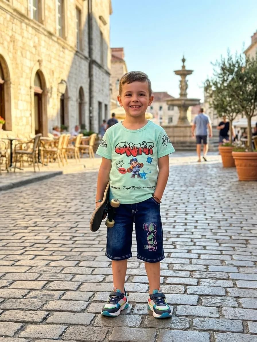 Boy Printed Cotton Shorts Set Multicolor 6-12M