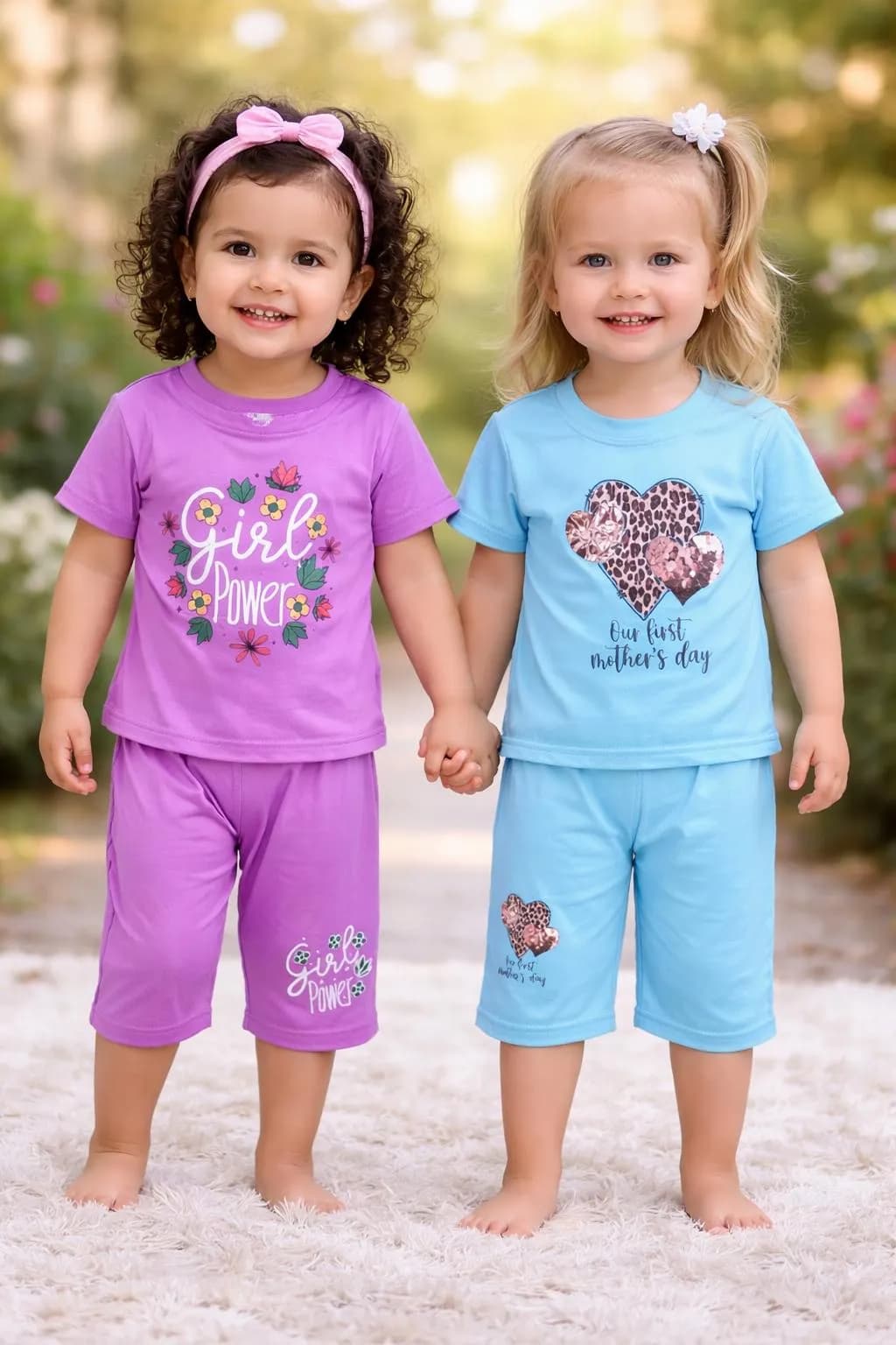 Girls Printed Cotton Shorts & Shirt Set Multicolor 6-12M