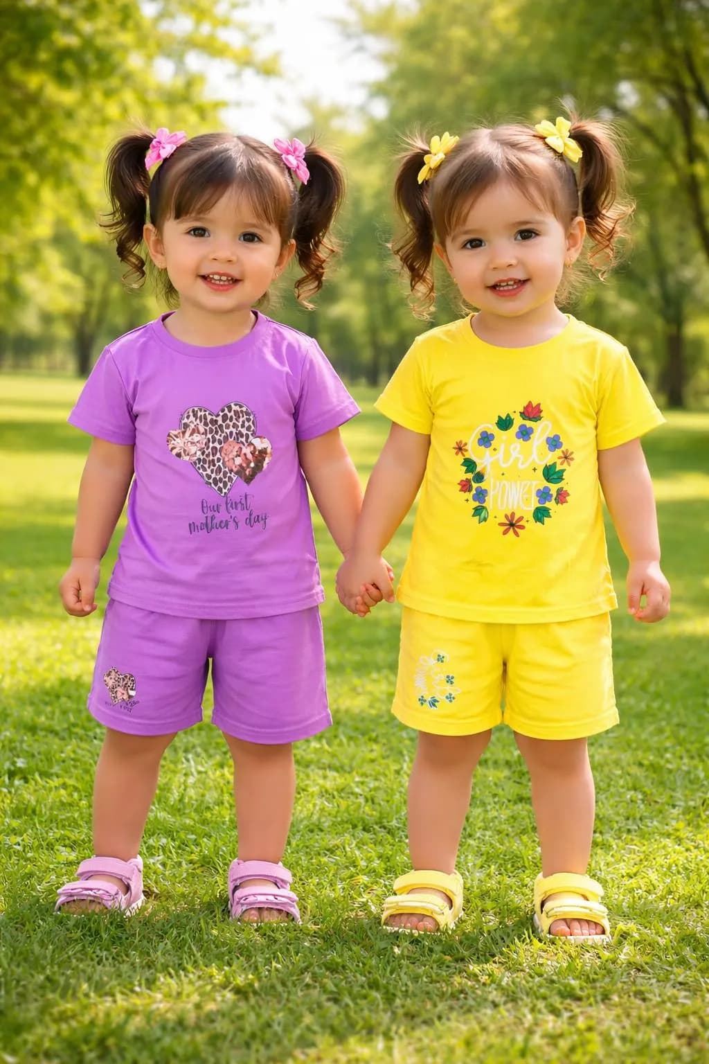 Girls Printed Cotton Shorts & Shirt Set Multicolor 6-12M