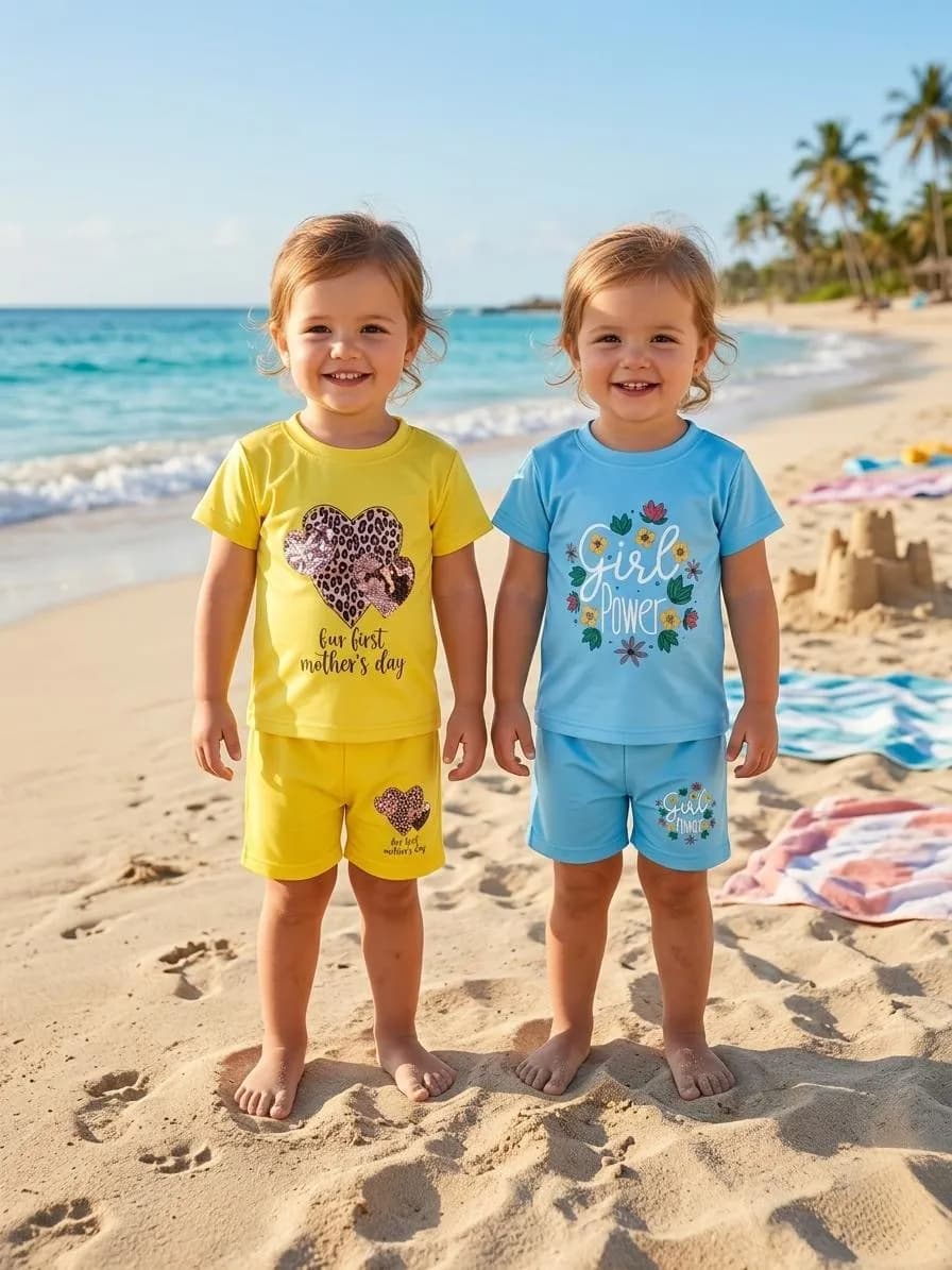 Girls Printed Cotton Shorts & Shirt Set Multicolor 6-12M