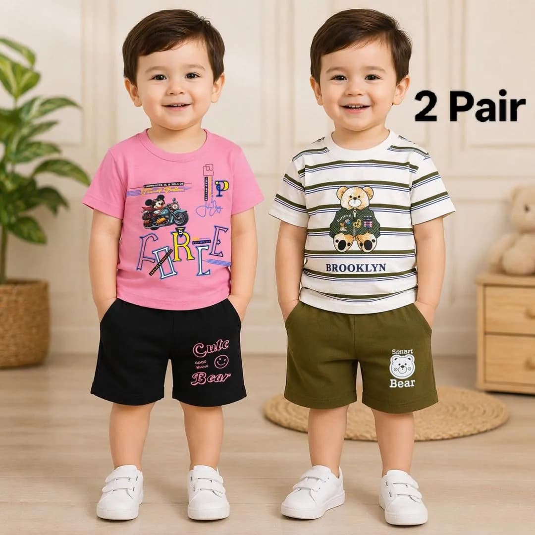 Boy's 2-Piece Printed Cotton Shorts Set Multicolor