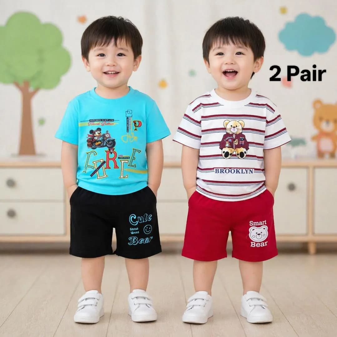 Boy's 2-Piece Printed Cotton Shorts Set Multicolor