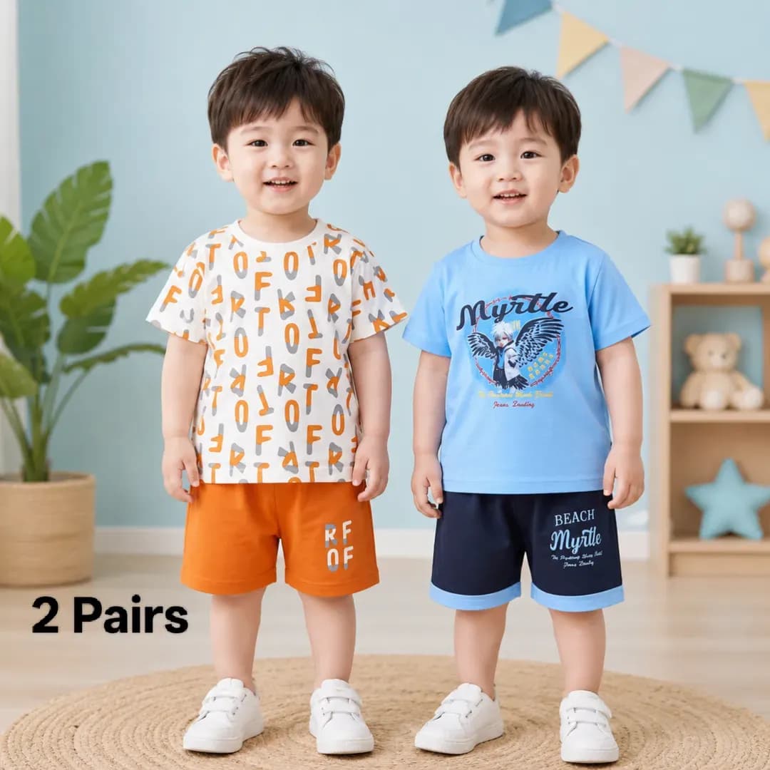 Kids 2-Pair T-Shirt Shorts Set for Boys