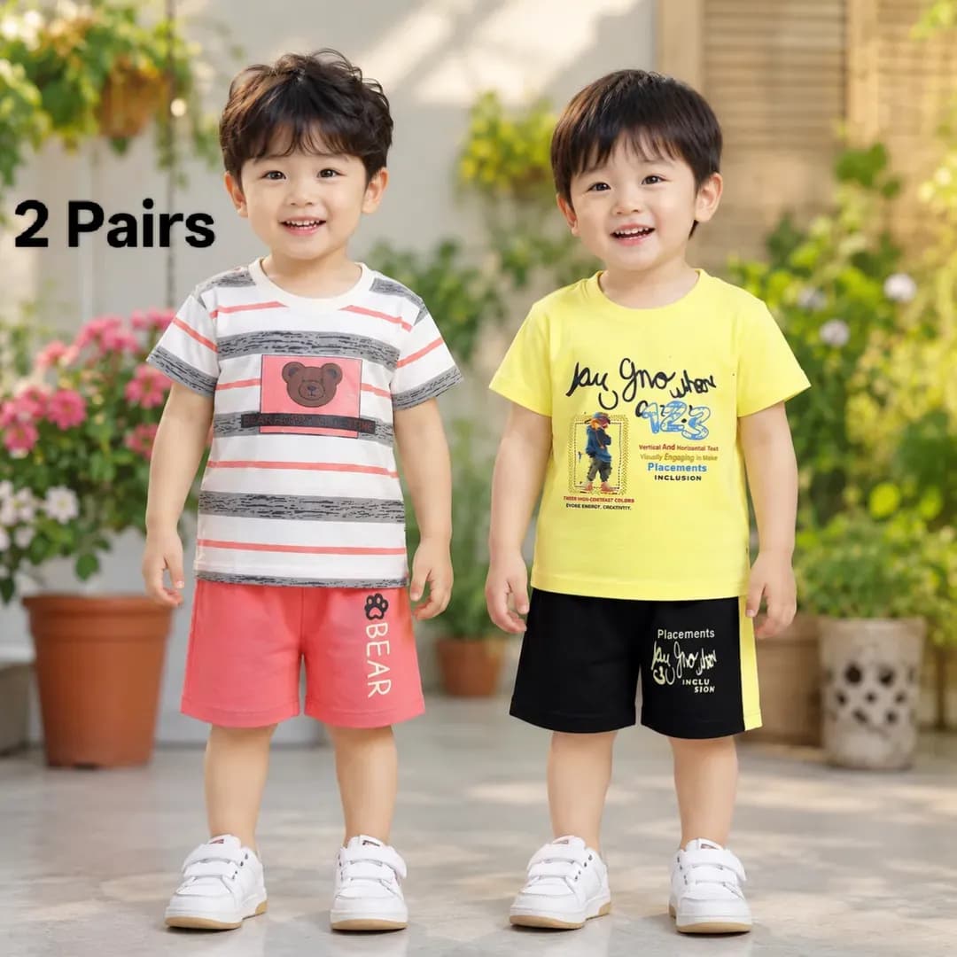 Boy Cotton Printed 2-Piece Suit Multicolor