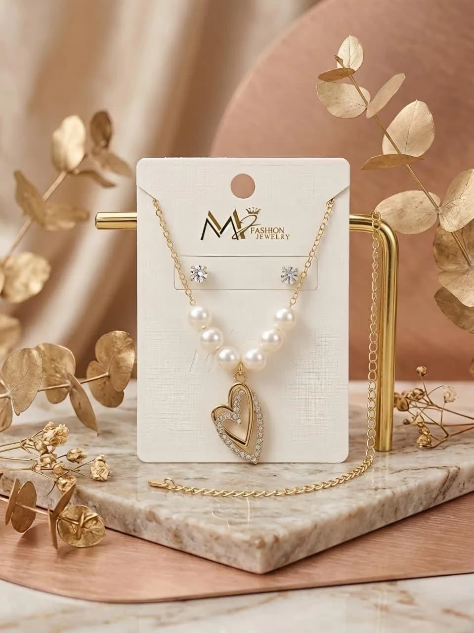 Golden Heart Pendant Necklace for Women