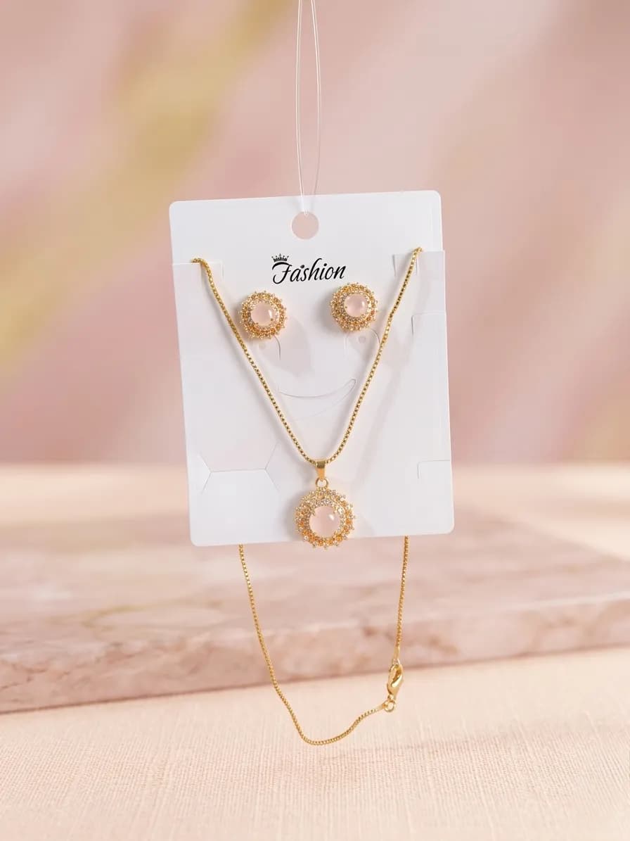 Golden Crystal Pendant Set for Women