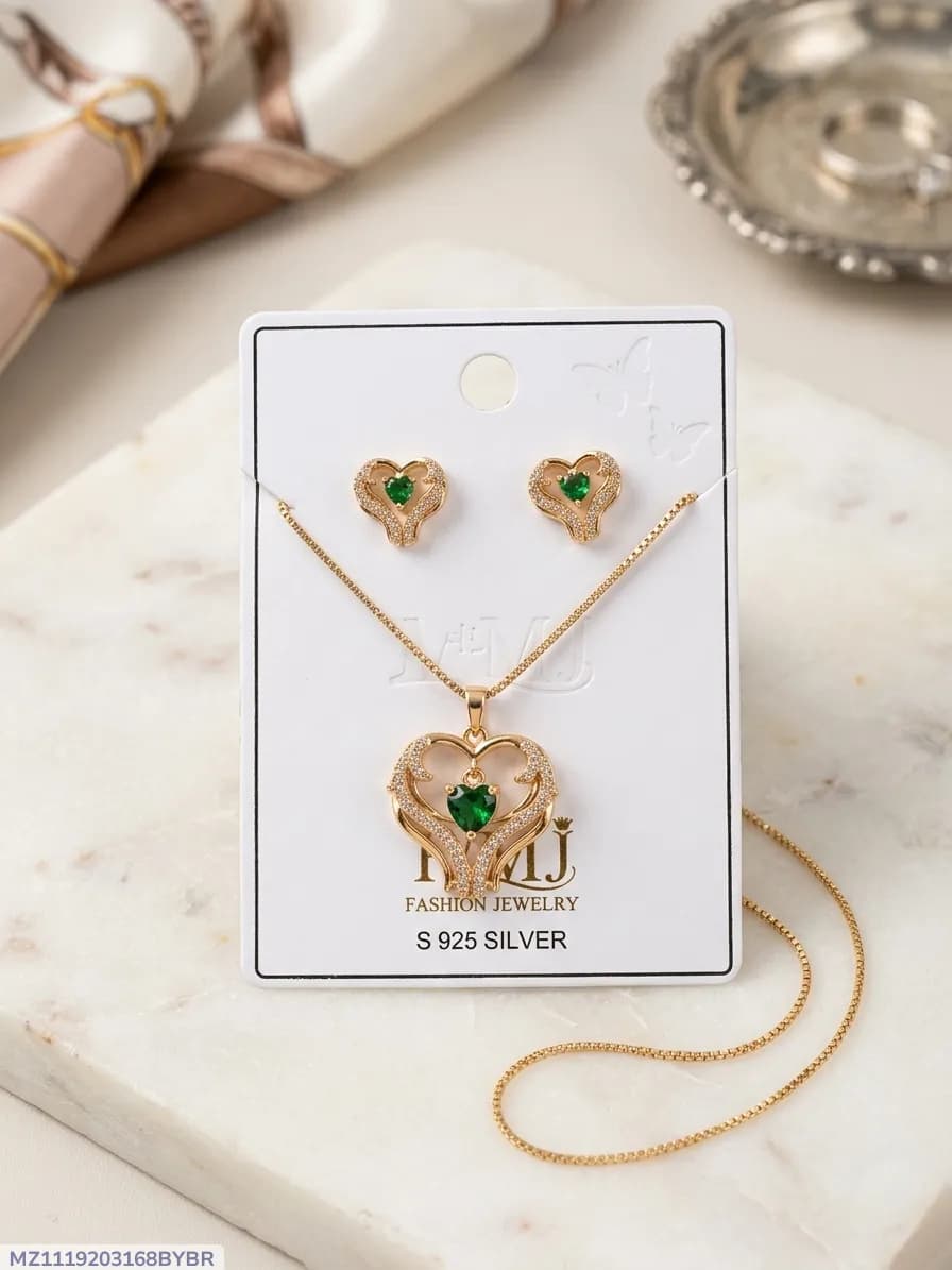 Golden Elephant Pendant & Earrings Set for Women