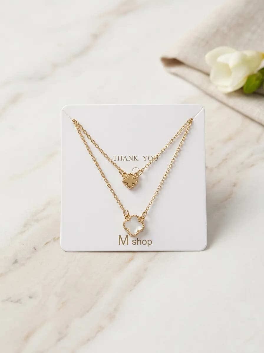 Golden 2 Layered Crystal Pendant Necklace for Women