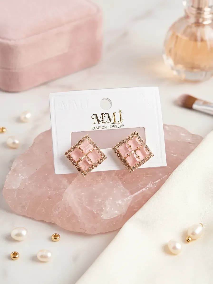 Women's Gold Plated Crystal Earrings Set of 2