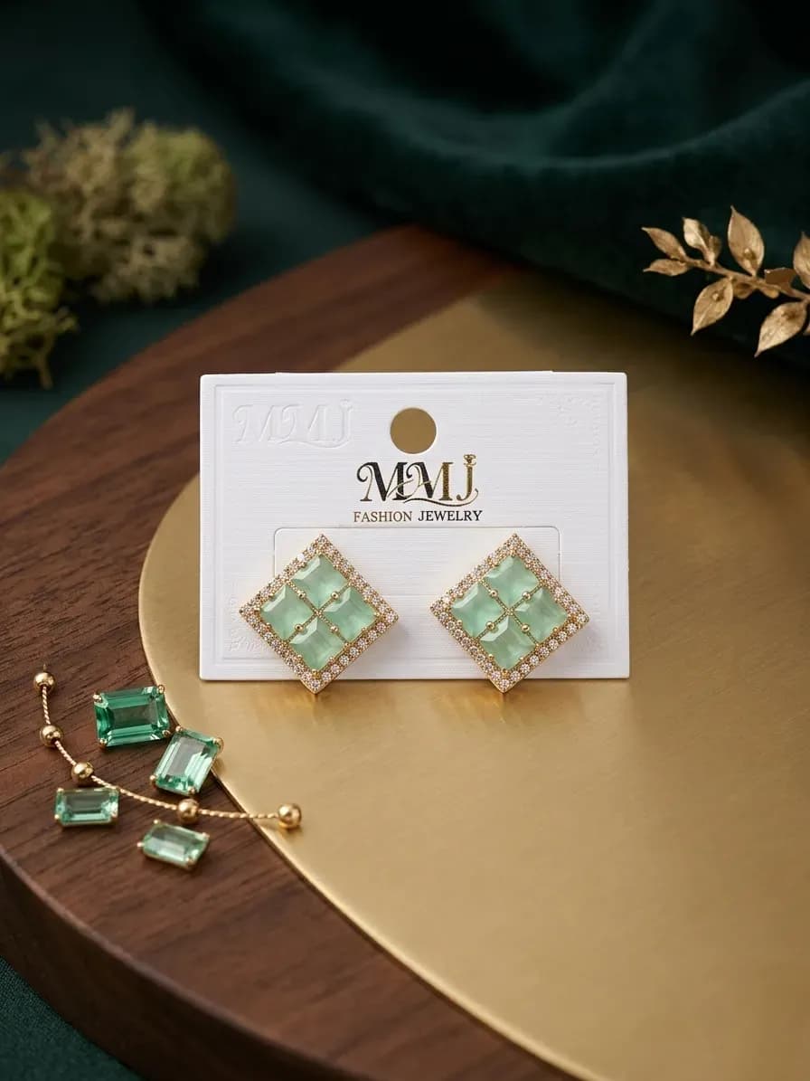 Green Gemstone Earrings for Women