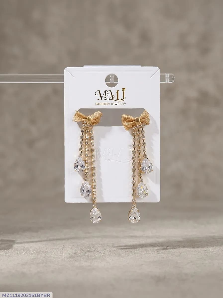 Golden Crystal Earrings for Women 2 Pcs