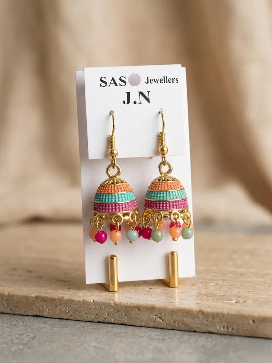 Multicolor Funky Jhumka Earrings for Women Gold Plated