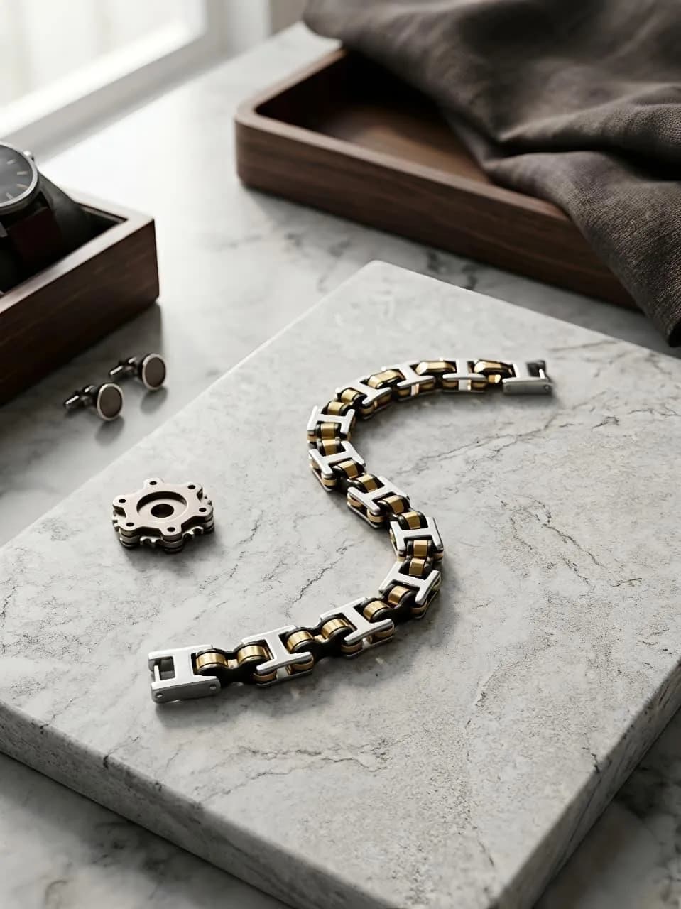 Men Silver Plated Funky Stainless Steel Bracelet