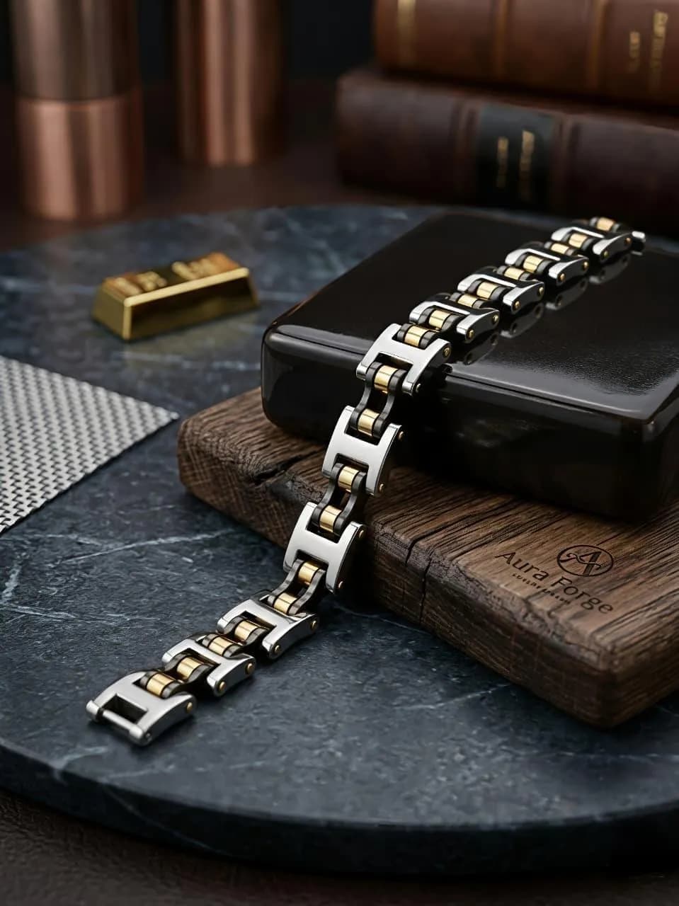 Men Funky Stainless Steel Bracelet Set Silver Plated
