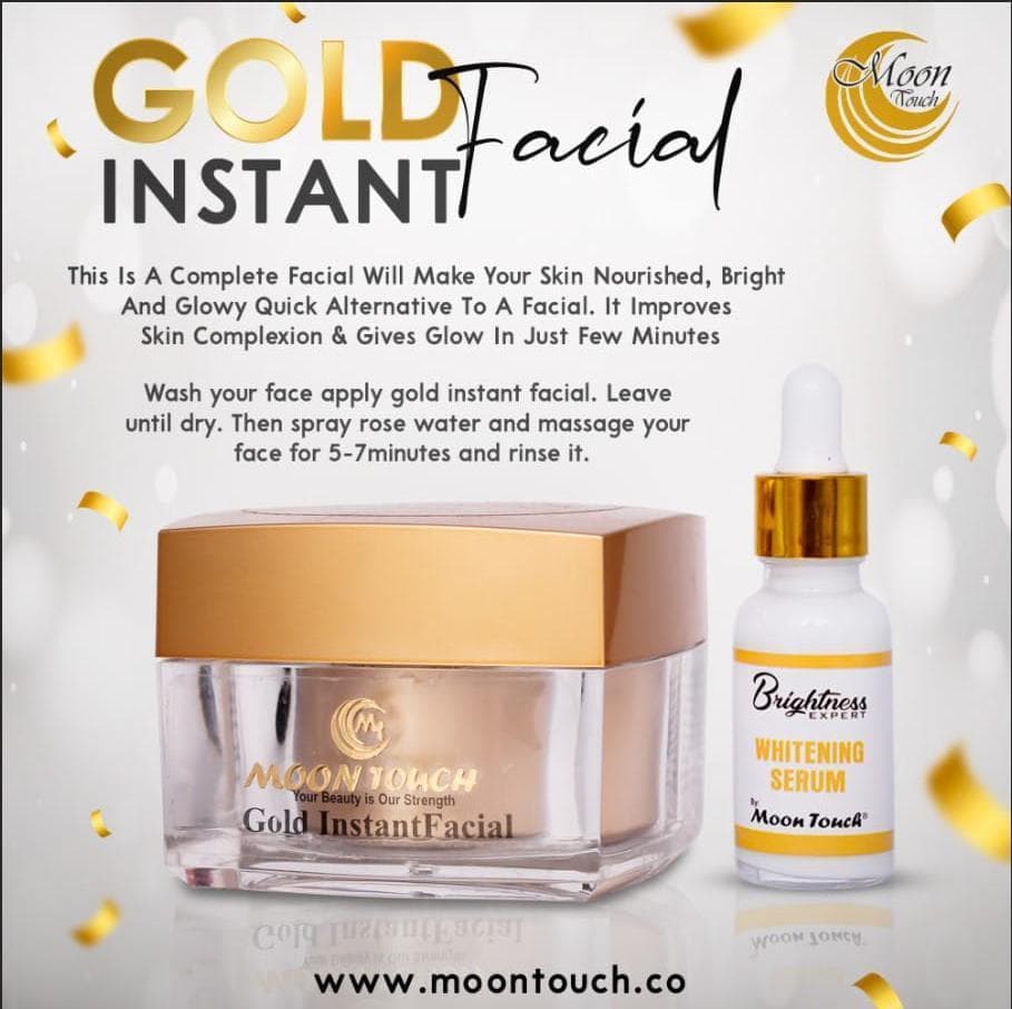 Gold Instant Facial Serum & Cream Set for Radiant Skin