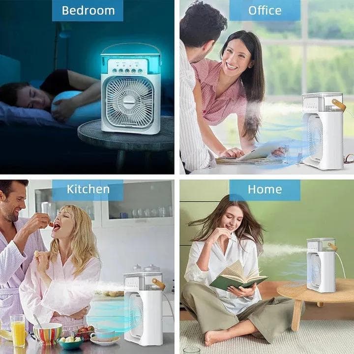 Mini Air Cooler Fan with LED Light & USB Power
