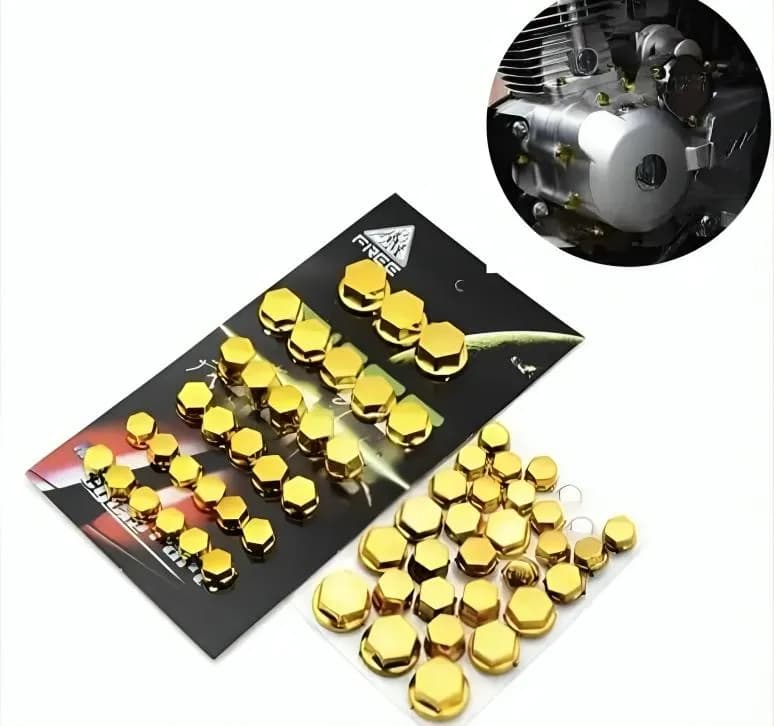Golden Bike Bolt Covers Universal ABS 30Pcs
