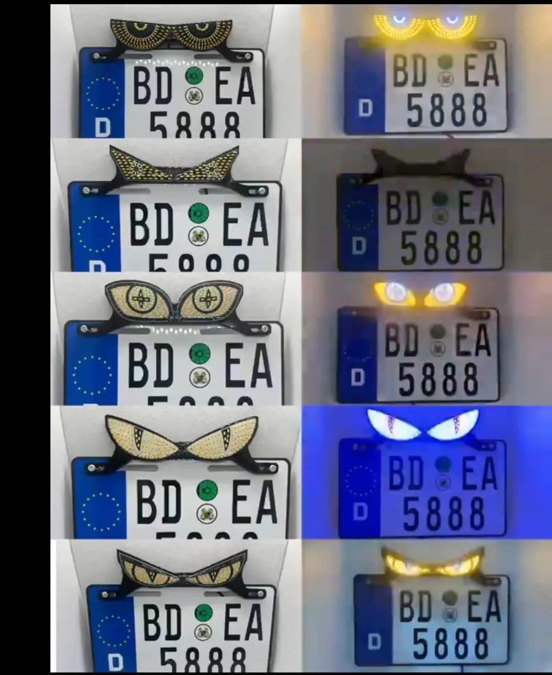 LED Devil Eye License Plate Light Yellow Black ABS