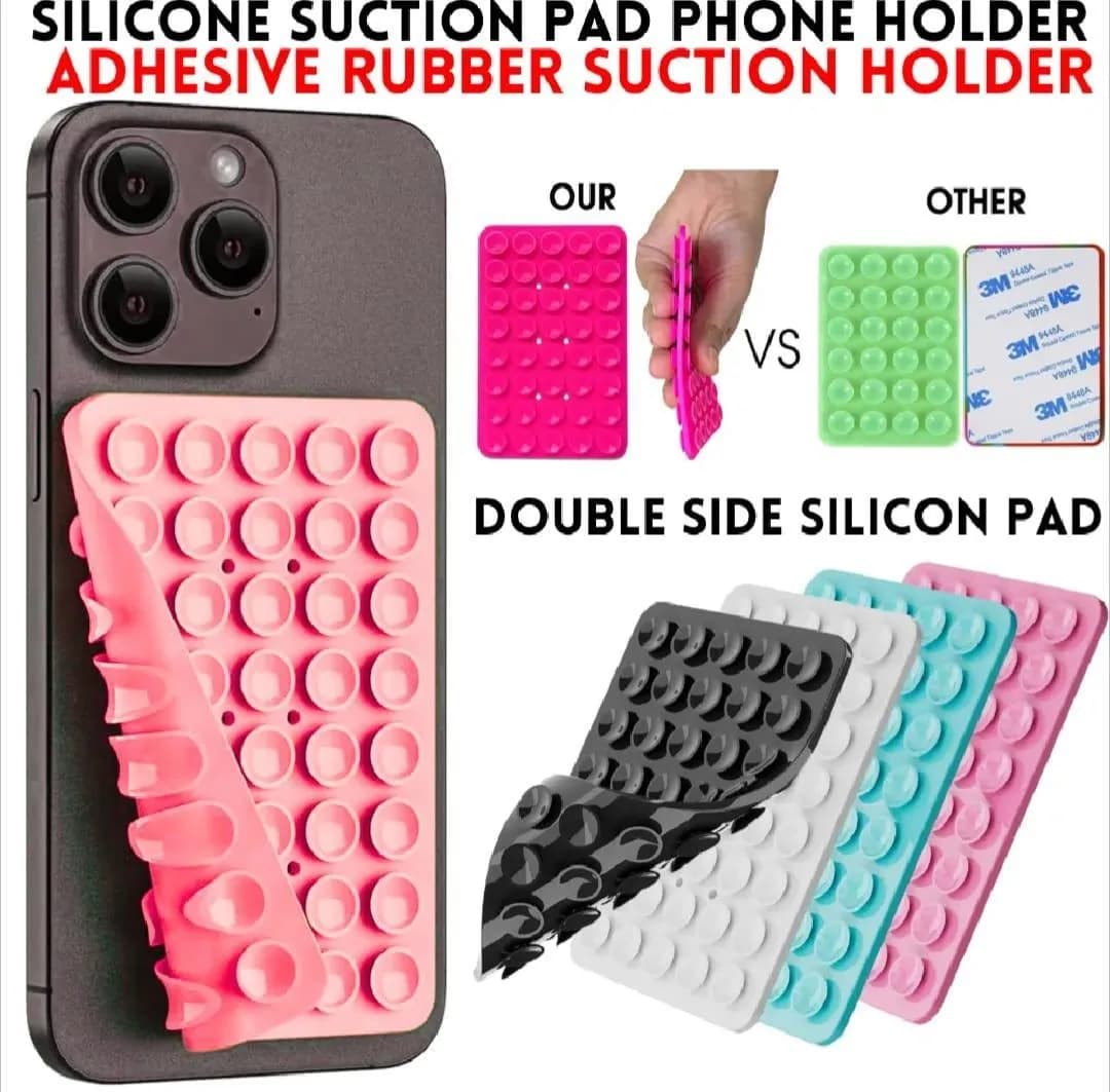 Double Side Silicone Suction Phone Holder Black