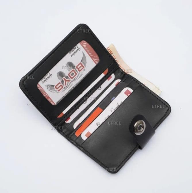 Black Leather Wallet for Men Compact Secure Closure