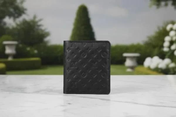 Men's Leather Bi-Fold Wallet Black Multicolor