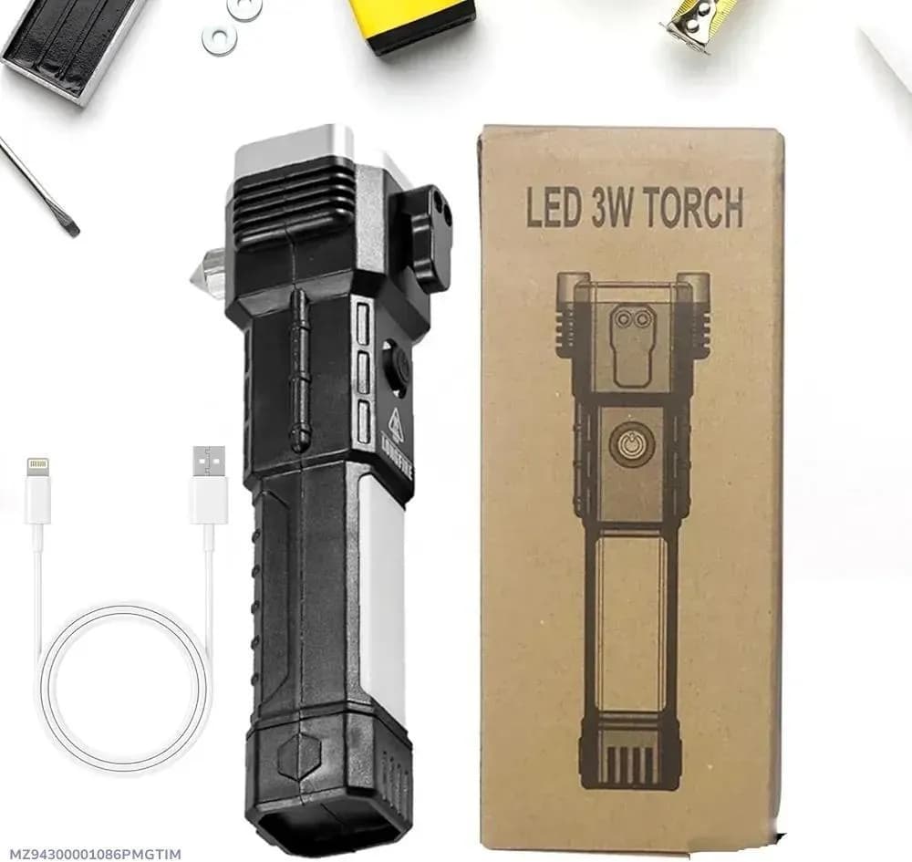 Rechargeable LED Torch Light 3W Black ABS