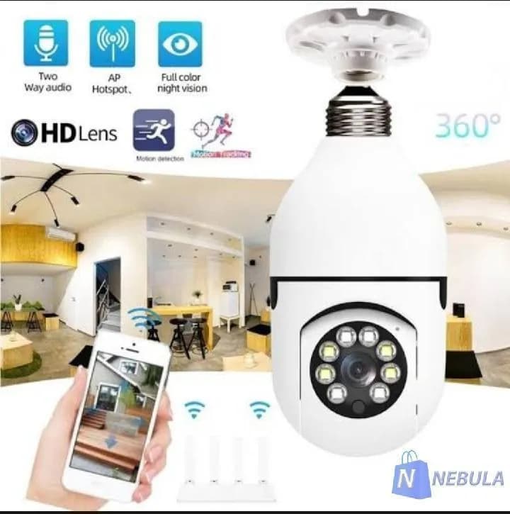 Mini 360 View Security Camera White ABS Night Vision