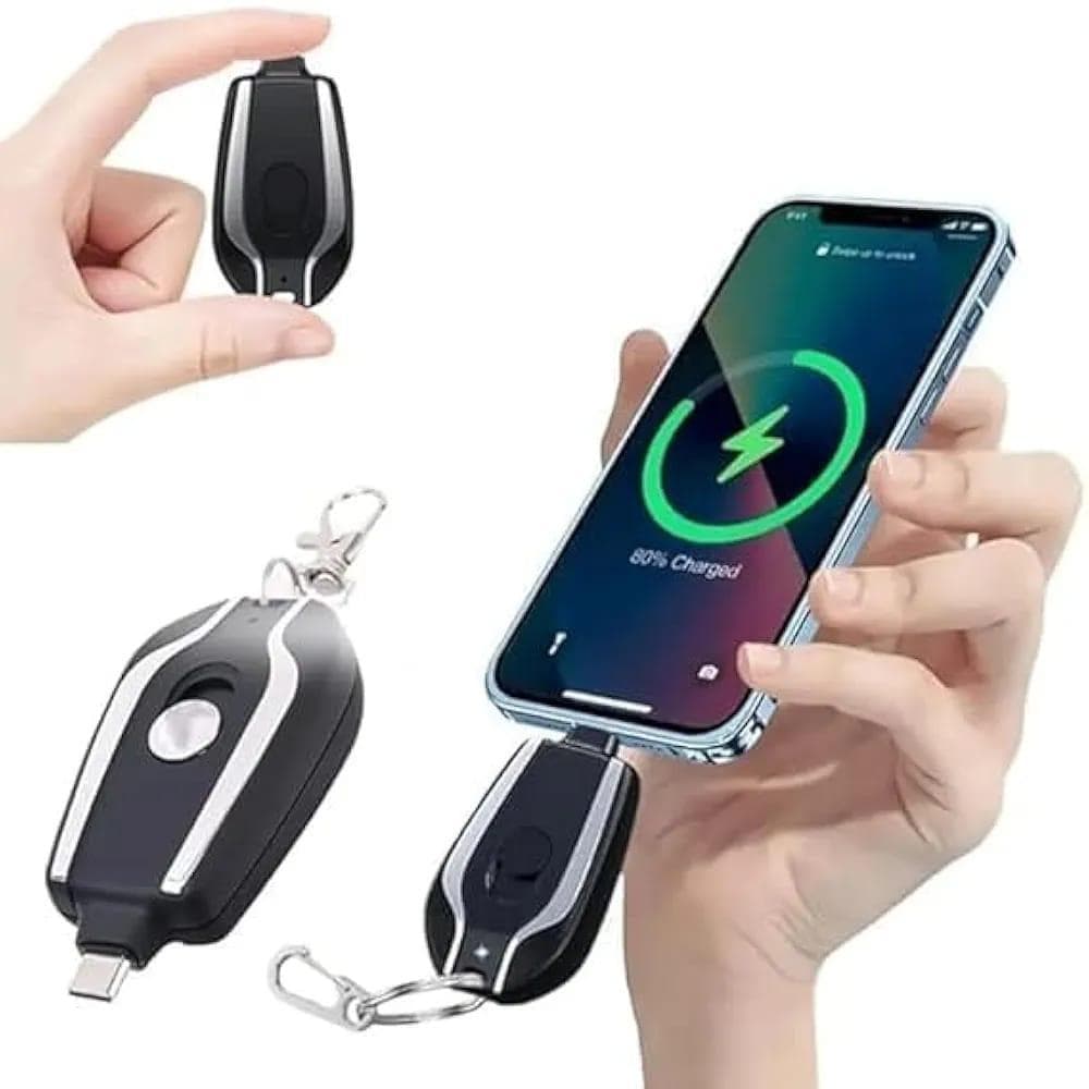 Fast Charging Keychain Power Bank Black