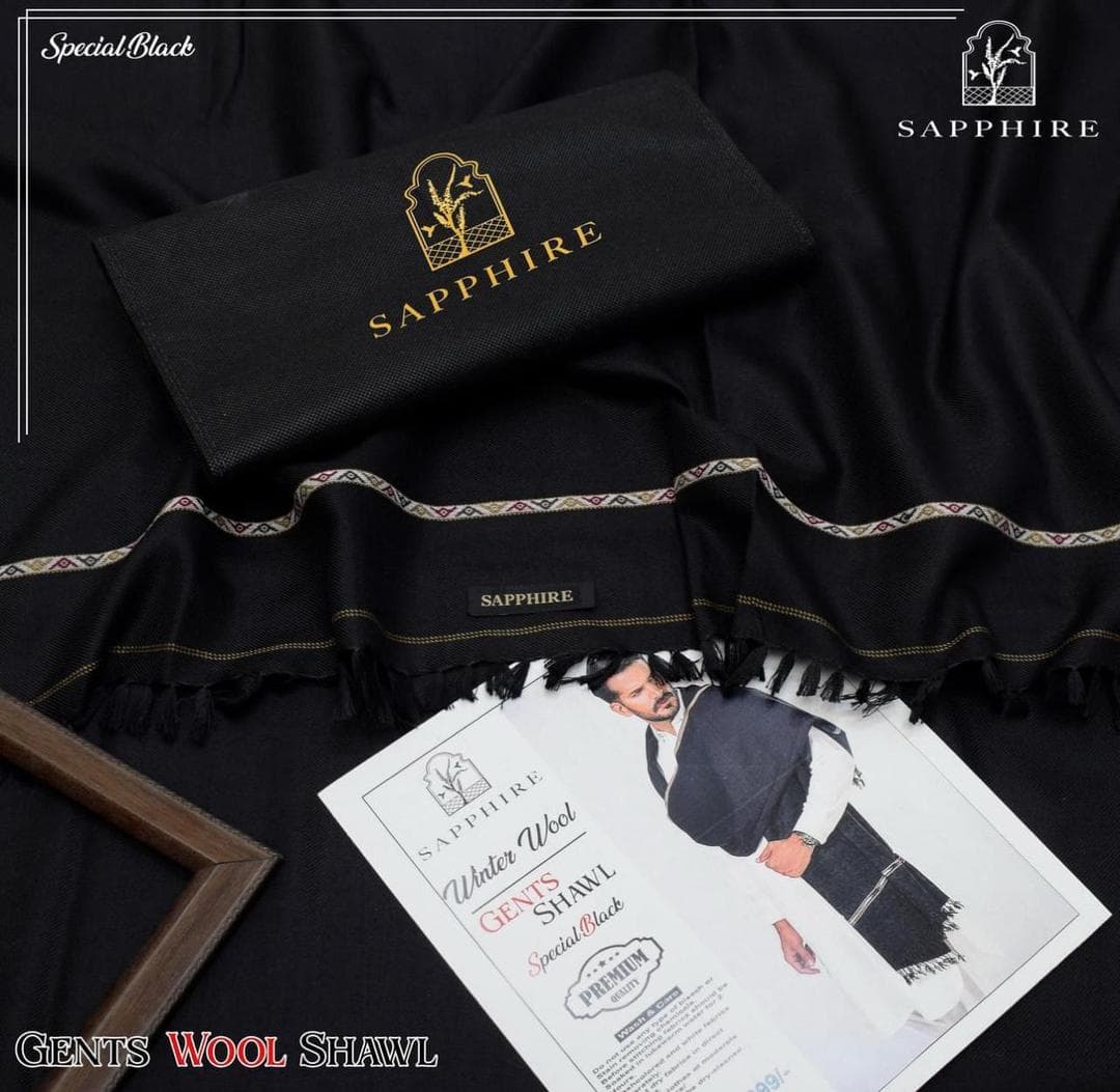 Winter Wool Shawl Black Men's Wedding Party Wear